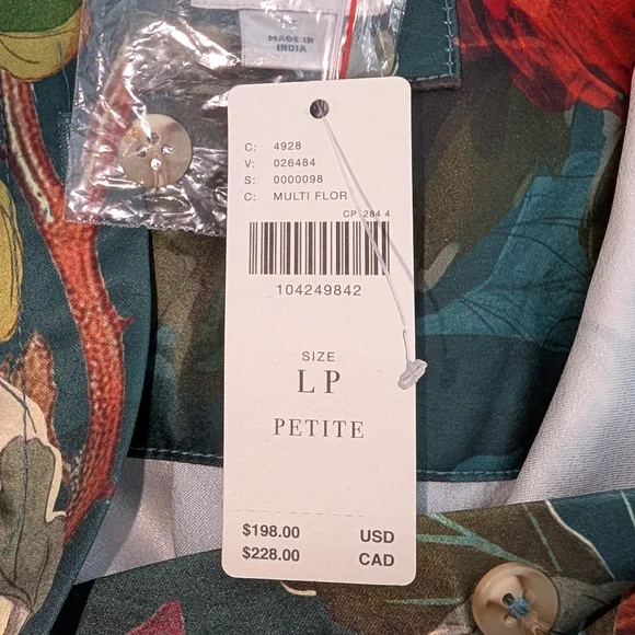 NWT Maeve Mona Silky Maxi Shirt Dress | L Petite | Teal Floral Multicolor Spring - Picture 14 of 15